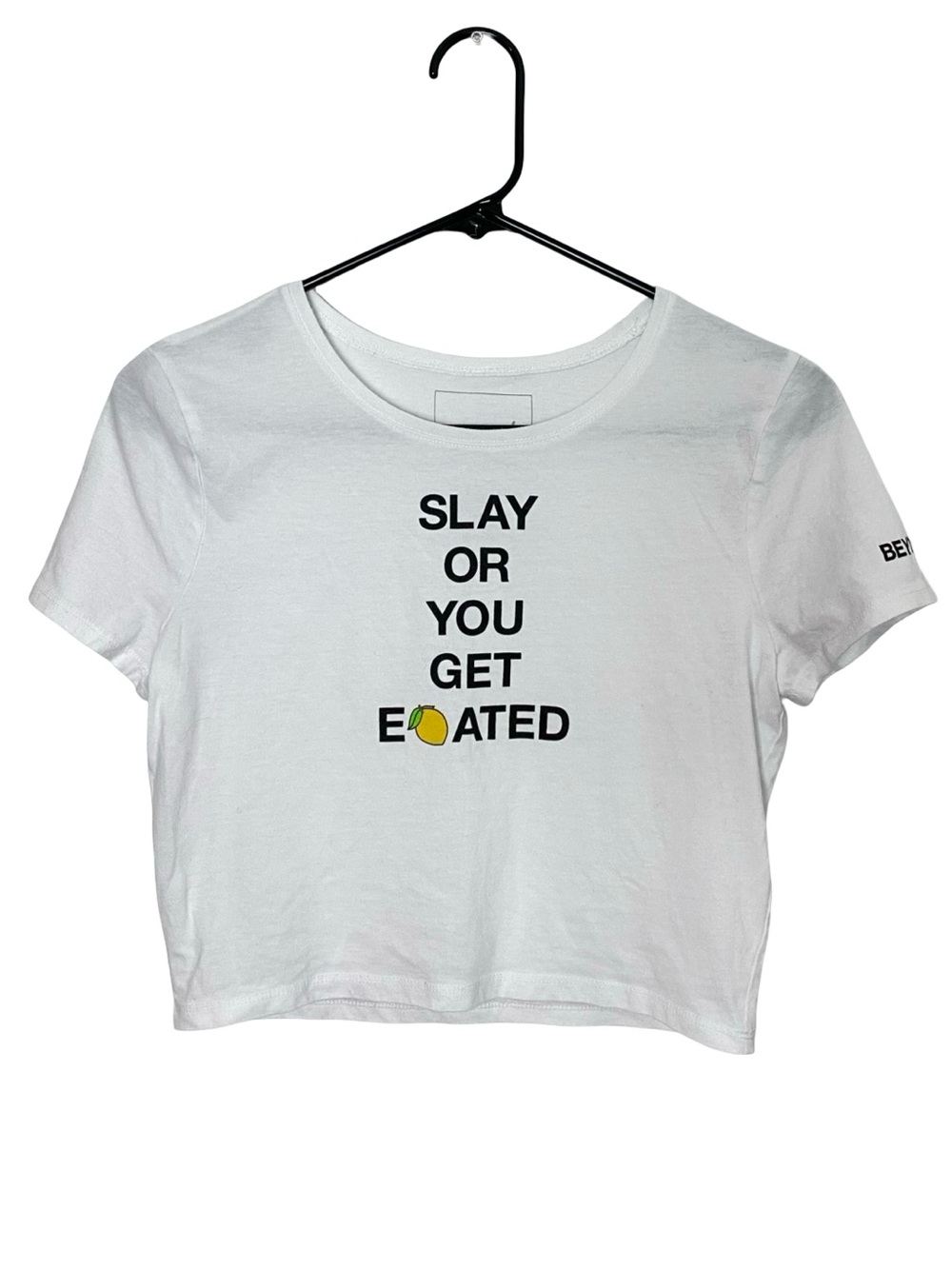 Beyonce Band Tee Tshirt Crop Womens Size Medium Large Chest 16 x Length Lemon